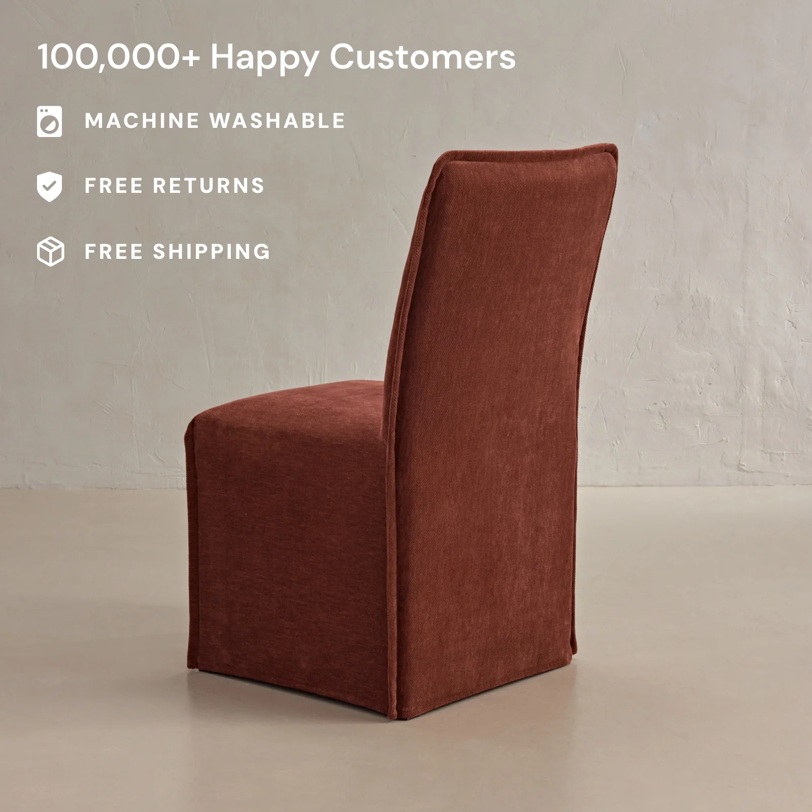 Slipcover Only - Washable Upholstered Dining Chair | 19” Back Height in Rust - Image 2