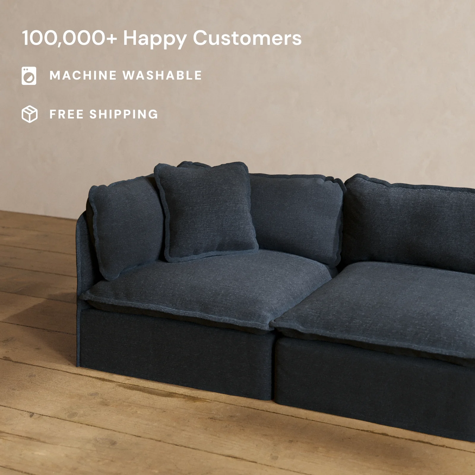 Square Performance Accent Pillow 18 x 18 | Blended Weave in Indigo - Image 2