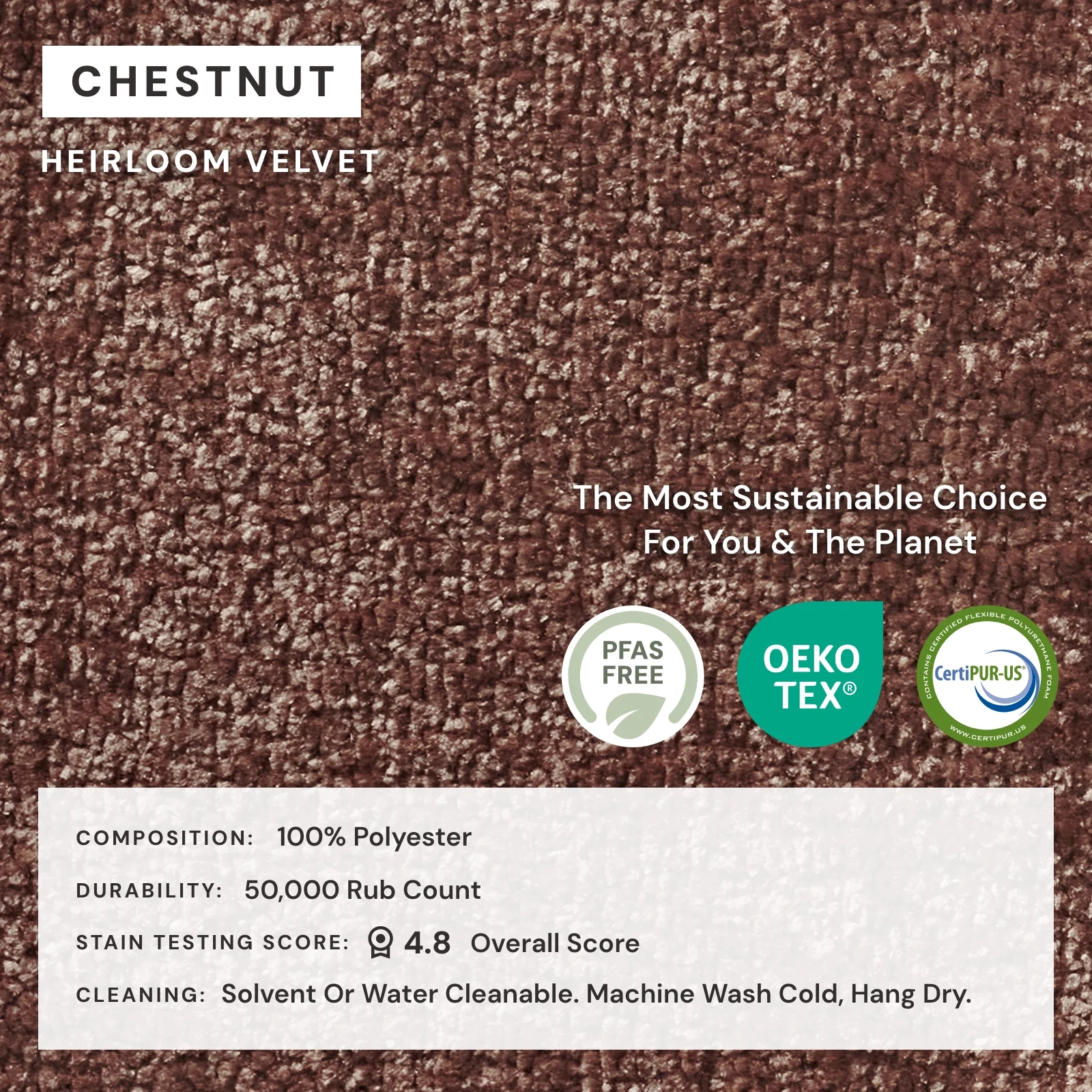 Square Performance Accent Pillow 18 x 18 | Heirloom Velvet in Chestnut - Image 4