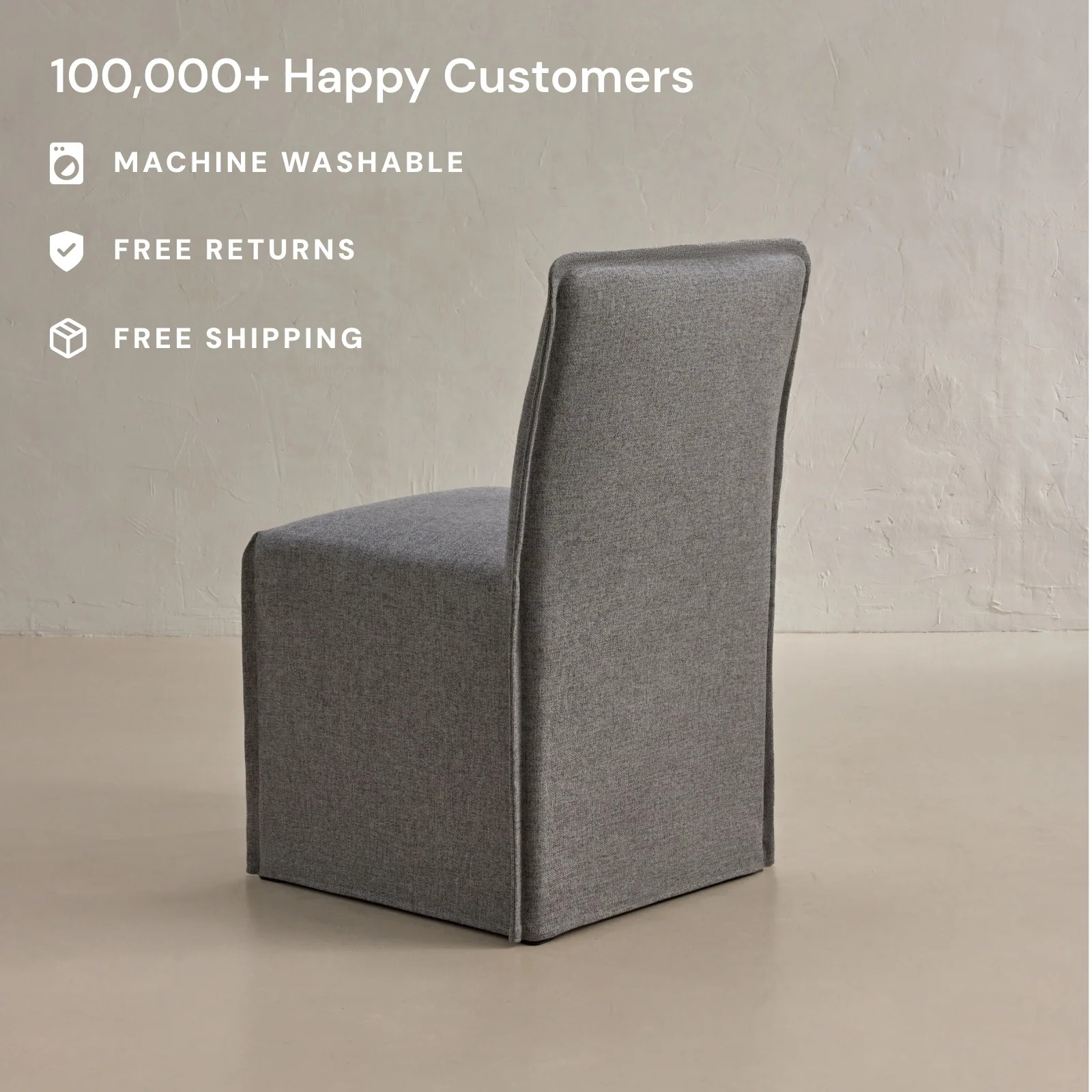 Washable Upholstered Dining Chair | 15β Back Height in Ash (Set of 2) - Image 2