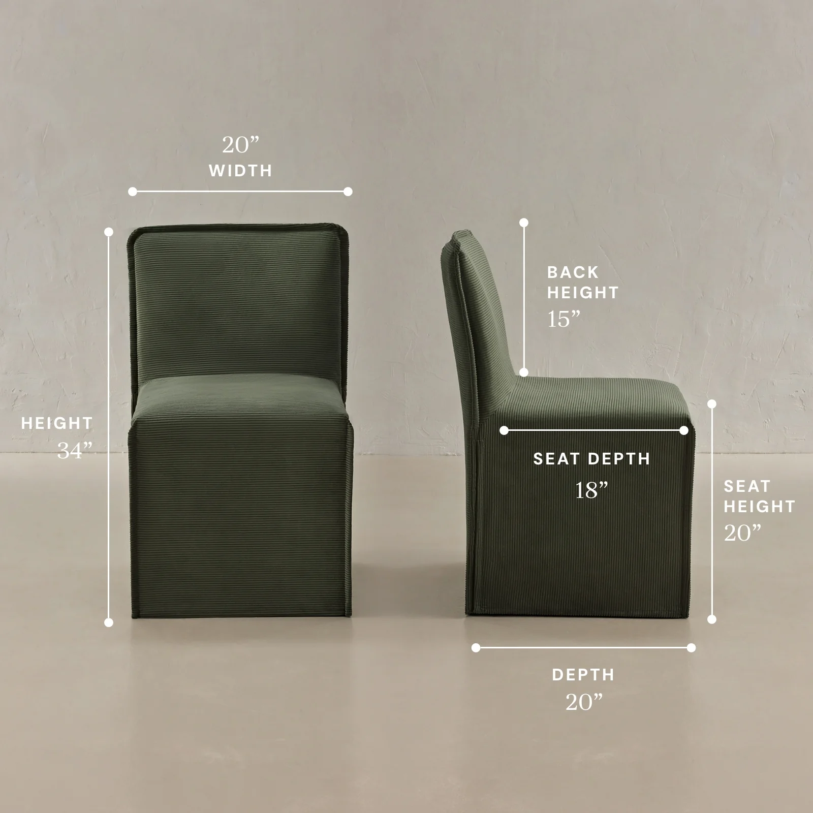 Washable Upholstered Dining Chair | 15" Back Height in Olivine (Set of 2) - Image 5