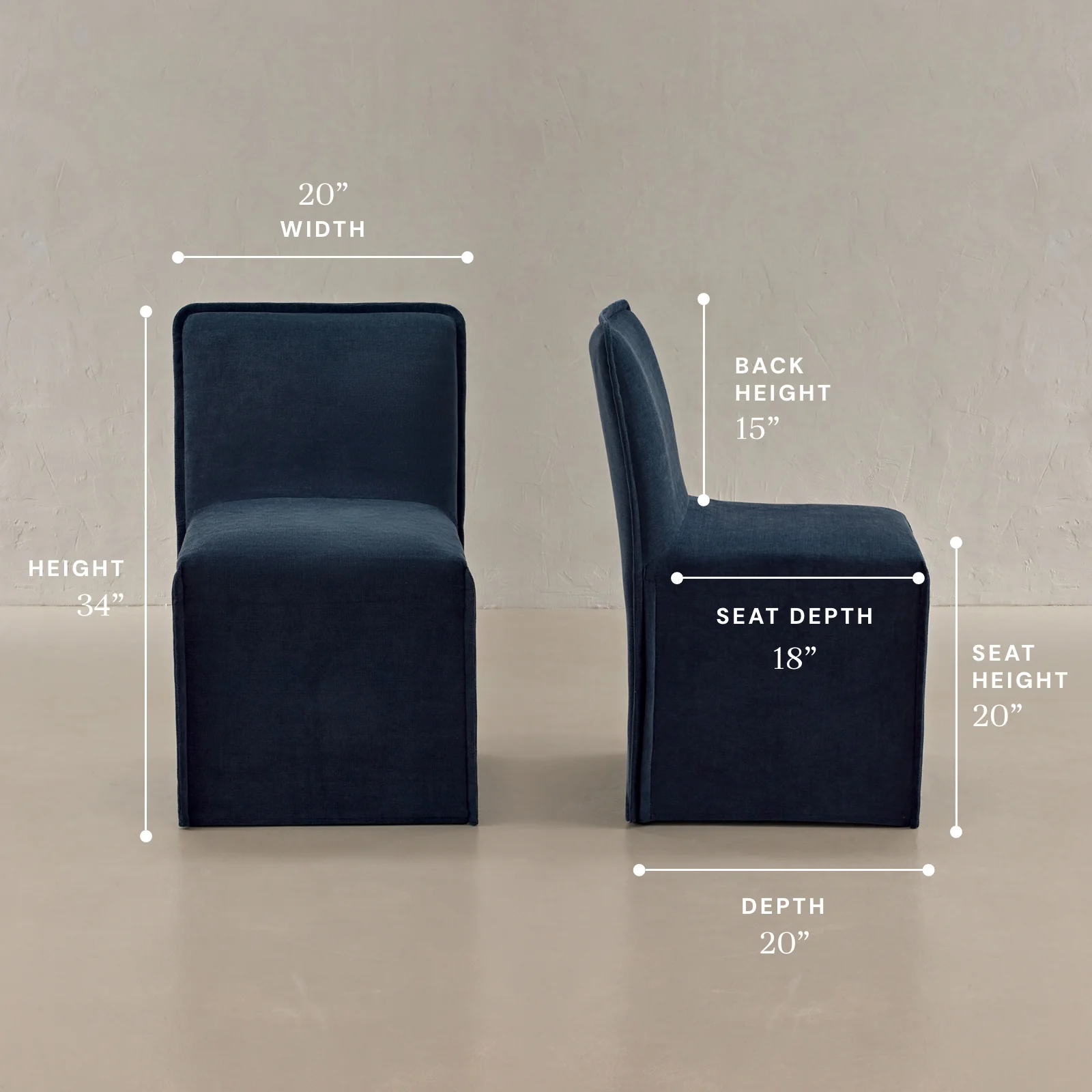Washable Upholstered Dining Chair | 15" Back Height in Sumi (Set of 2) - Image 5