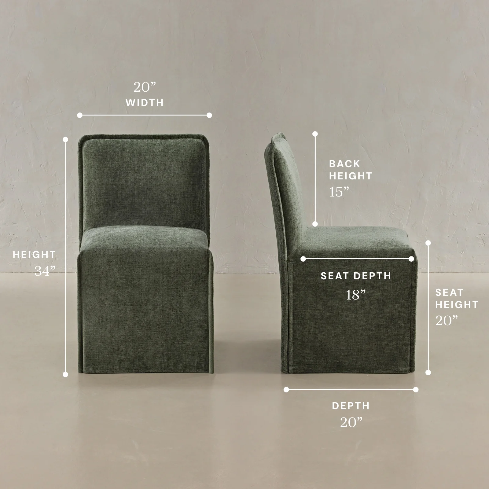 Washable Upholstered Dining Chair | 15β Back Height in Willow (Set of 2) - Image 5
