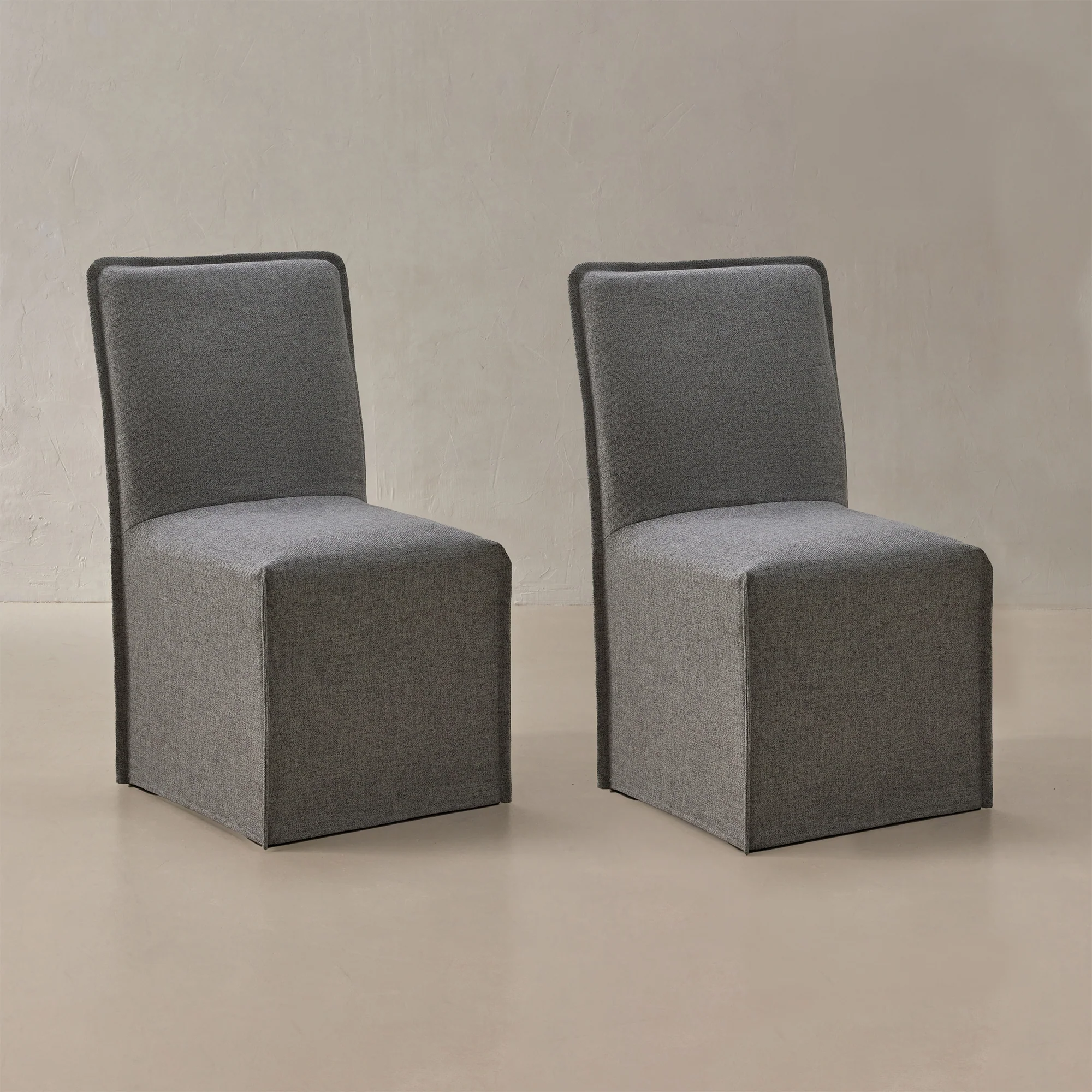 Washable Upholstered Dining Chair | 19β Back Height in Ash (Set of 2)