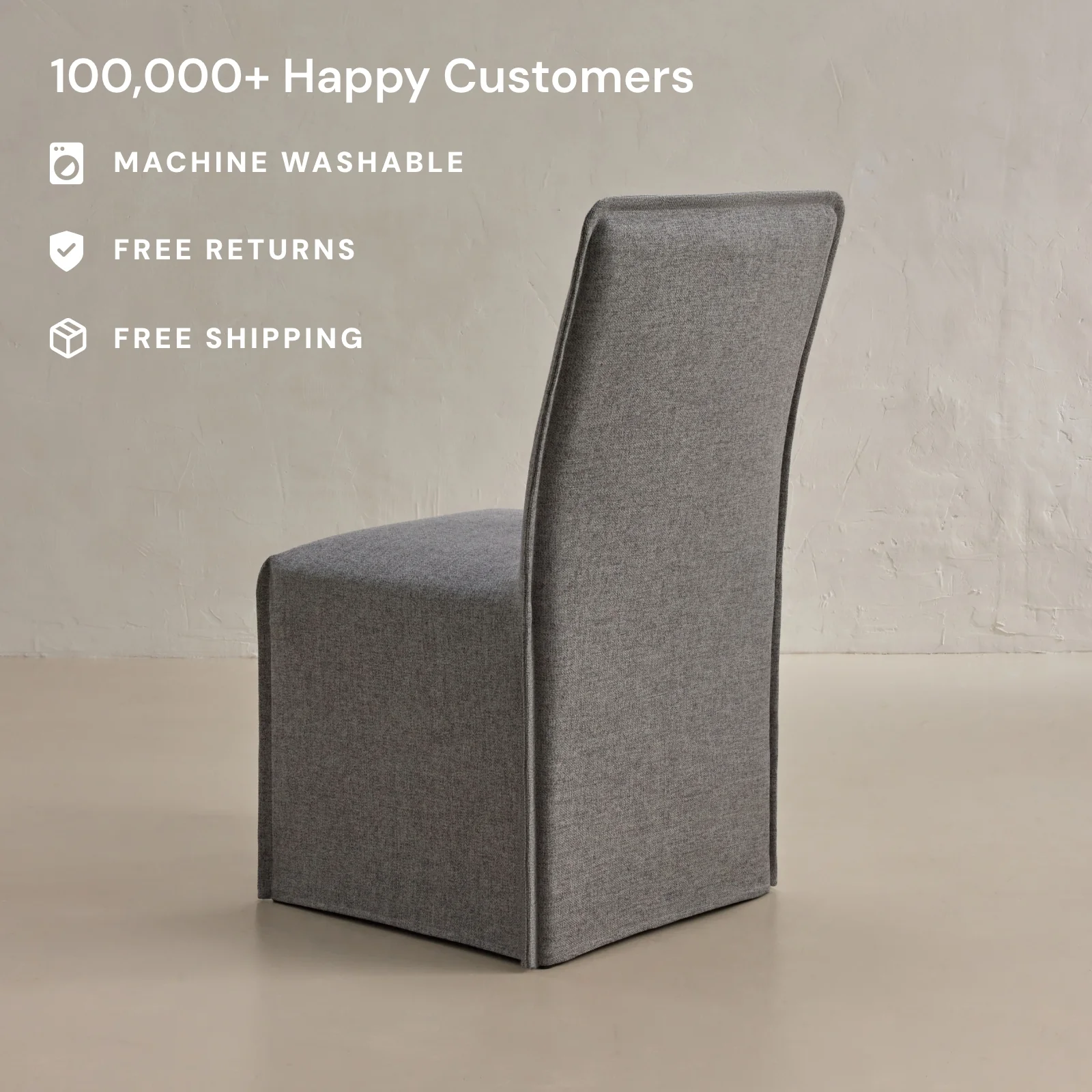 Washable Upholstered Dining Chair | 19β Back Height in Ash (Set of 2) - Image 2