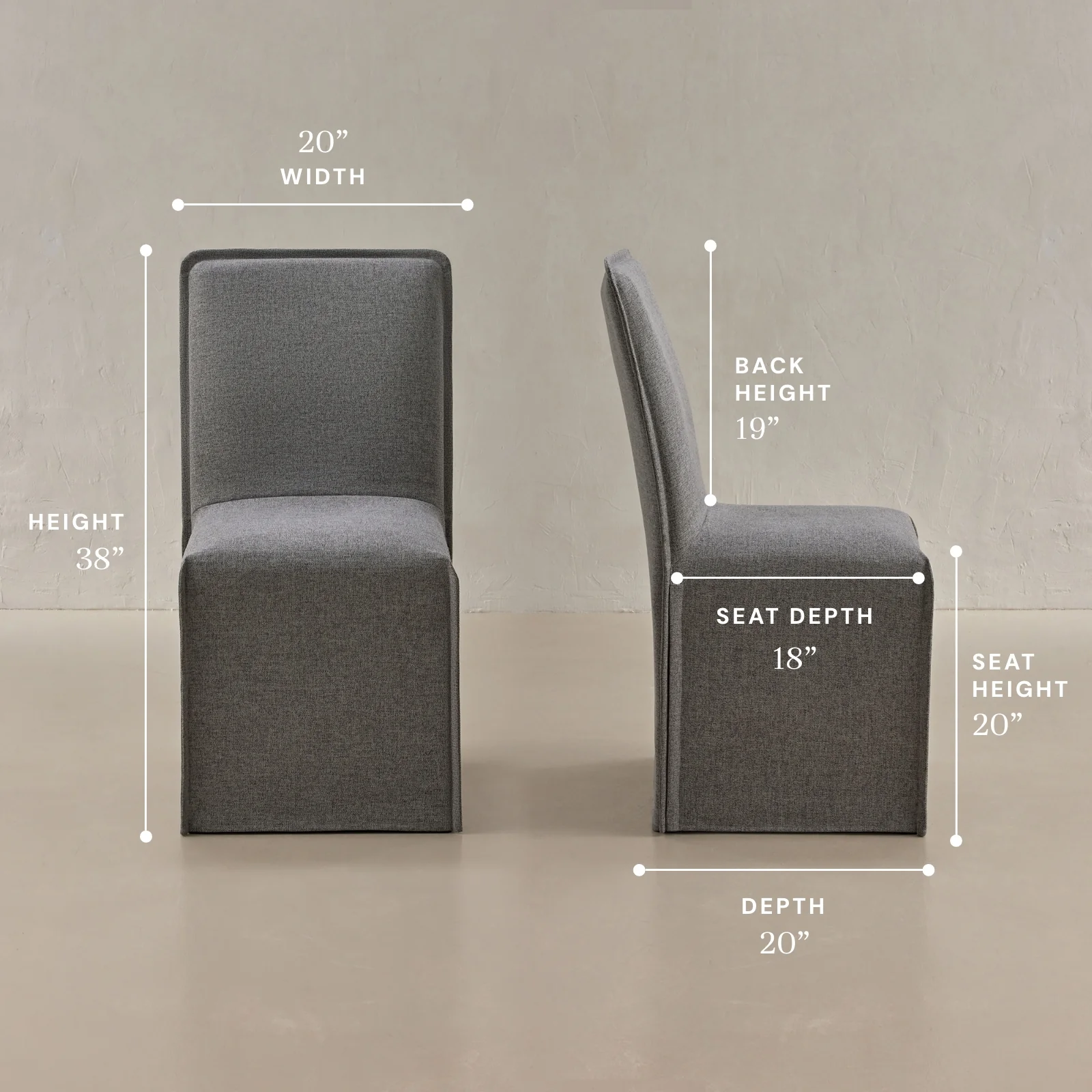 Washable Upholstered Dining Chair | 19β Back Height in Ash (Set of 2) - Image 5