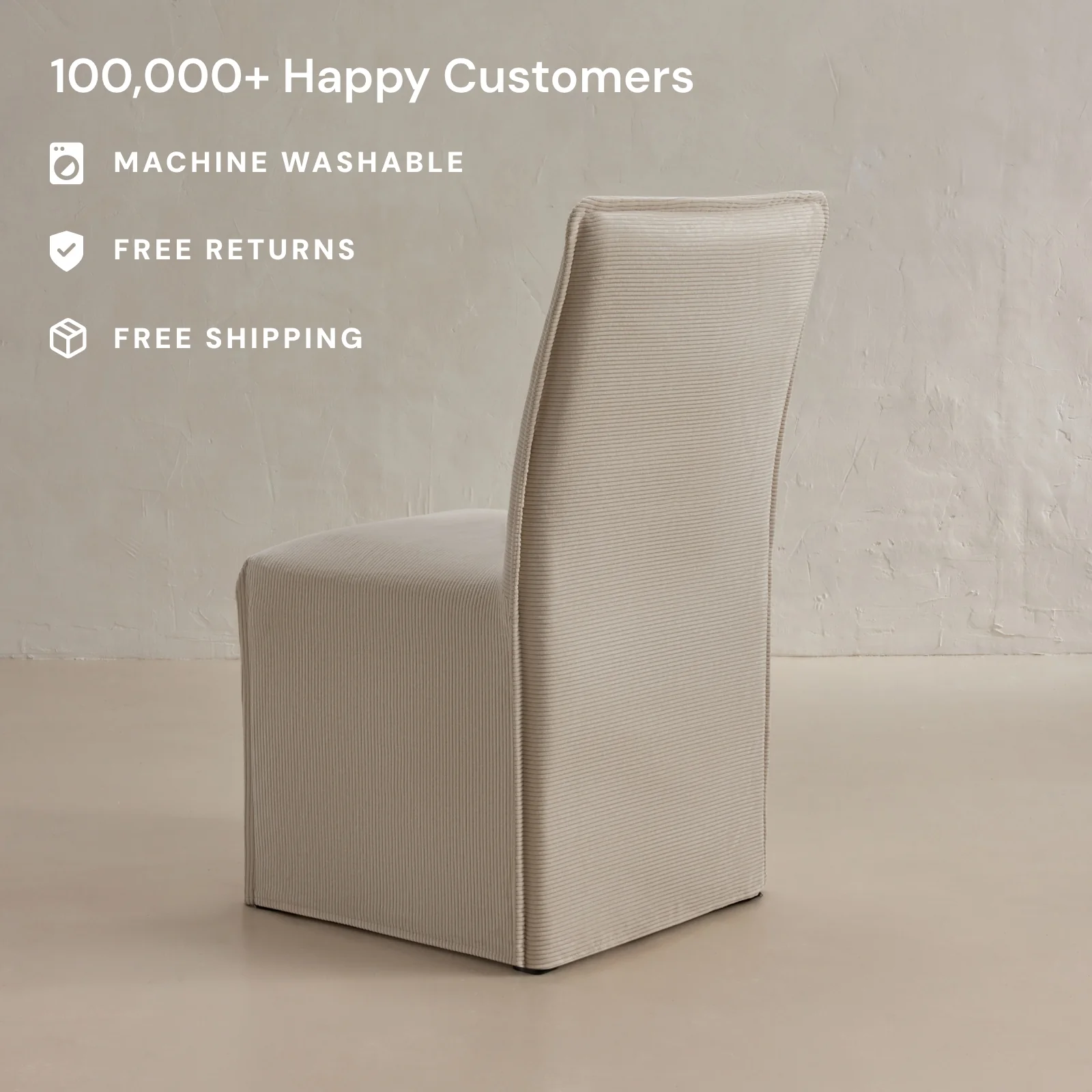 Washable Upholstered Dining Chair | 19” Back Height in Milk - Image 2