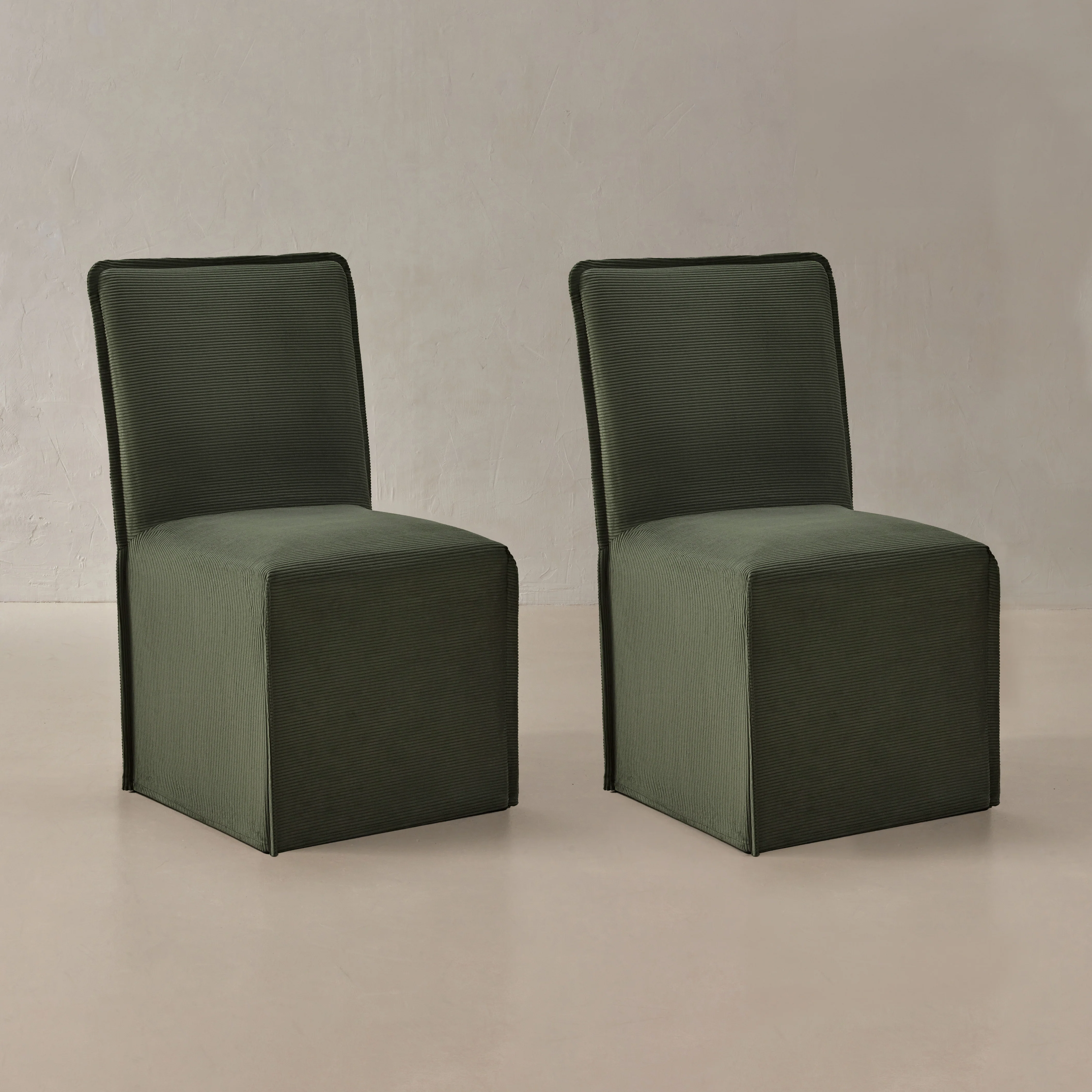 Washable Upholstered Dining Chair | 19” Back Height in Olivine (Set of 2)