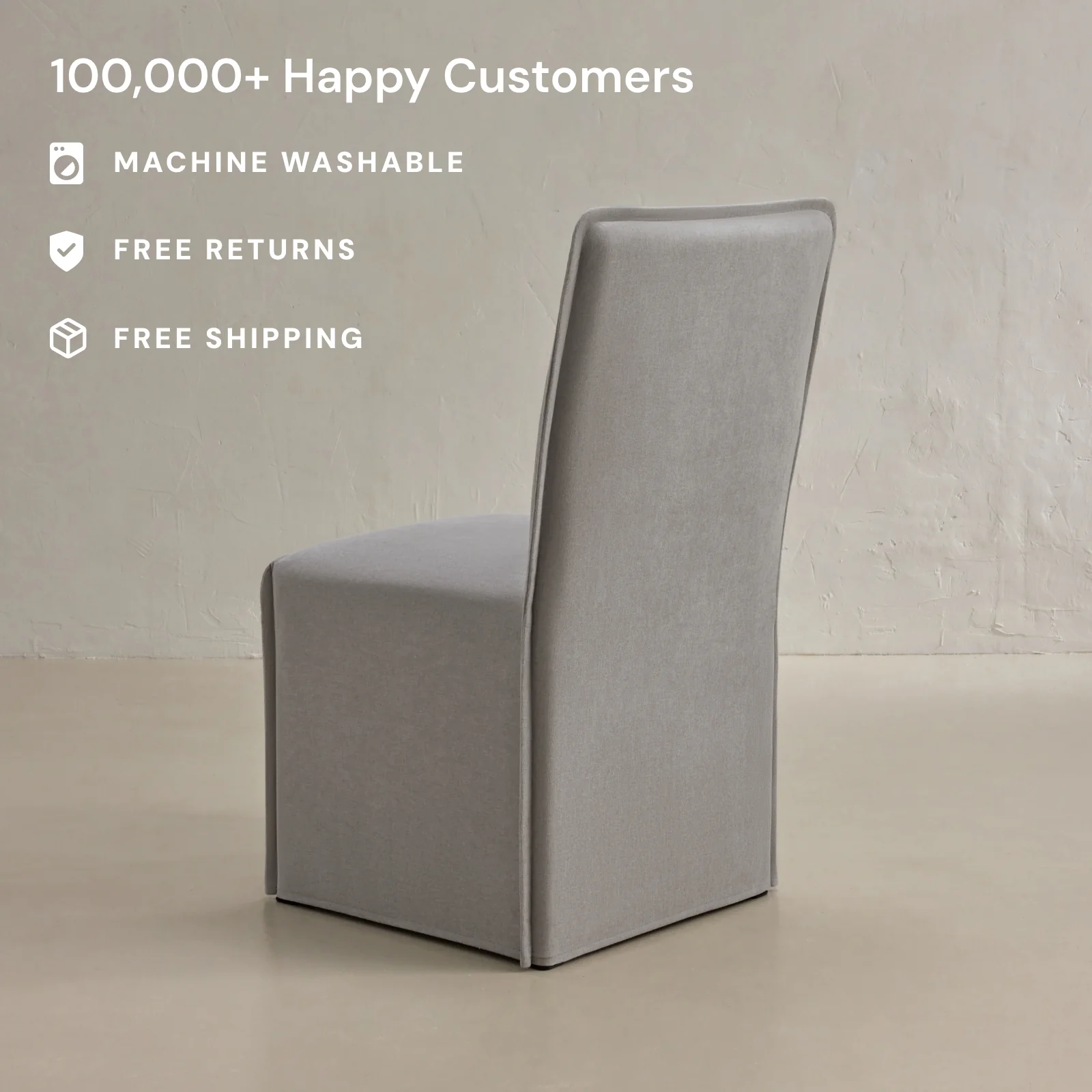 Washable Upholstered Dining Chair | 19β Back Height in Pumice (Set of 2) - Image 2