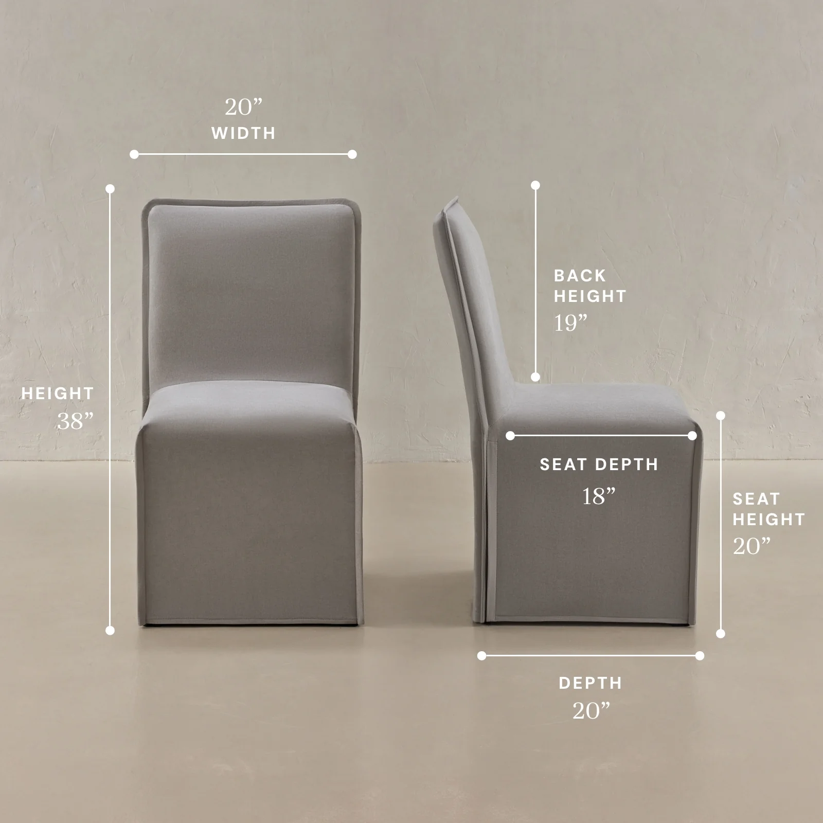 Washable Upholstered Dining Chair | 19β Back Height in Pumice (Set of 2) - Image 5