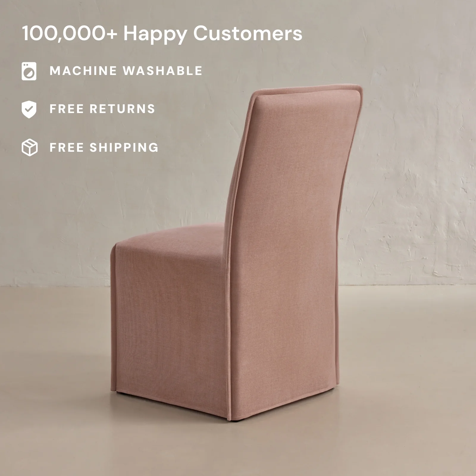 Washable Upholstered Dining Chair | 19β Back Height in Sakura (Set of 2) - Image 2