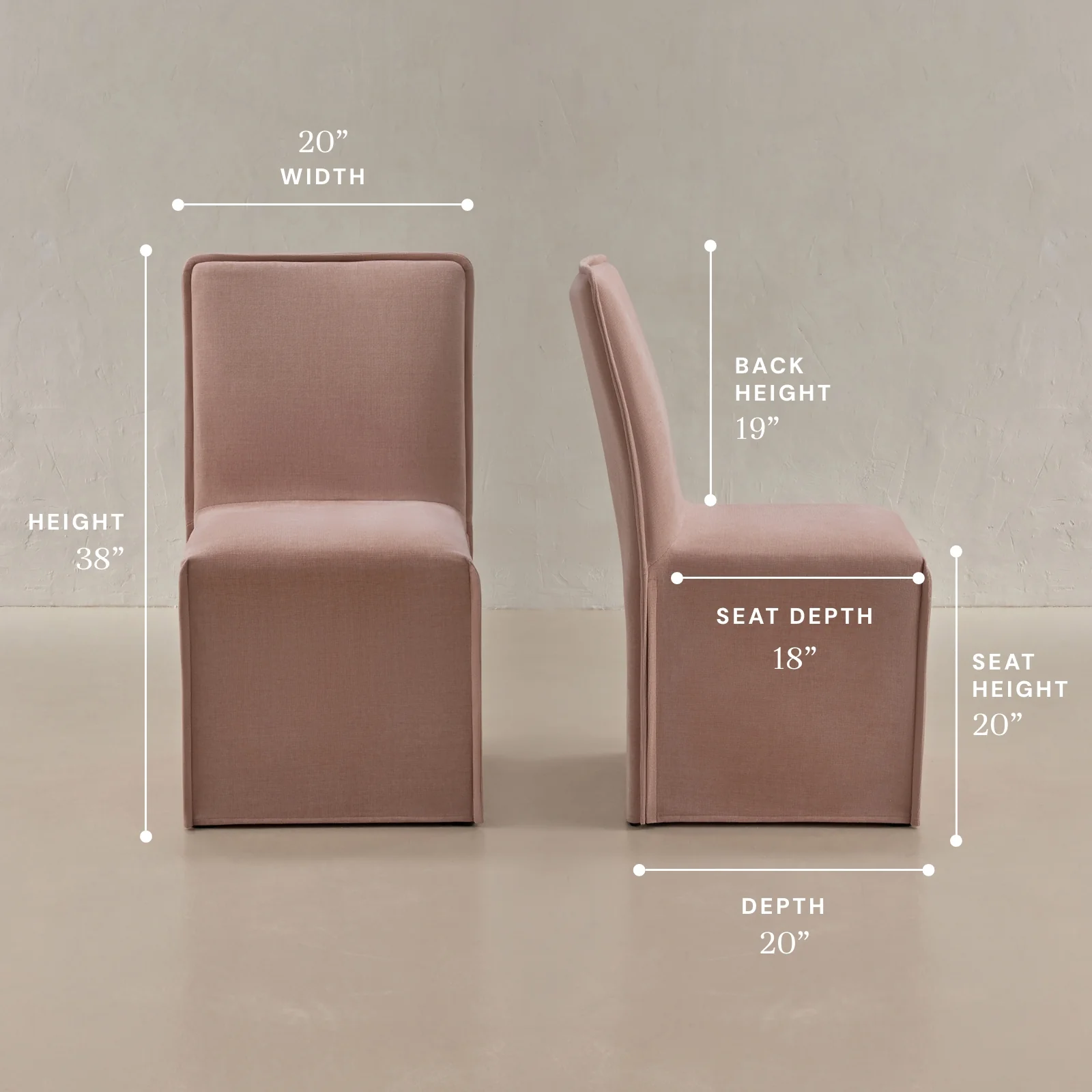 Washable Upholstered Dining Chair | 19β Back Height in Sakura (Set of 2) - Image 5