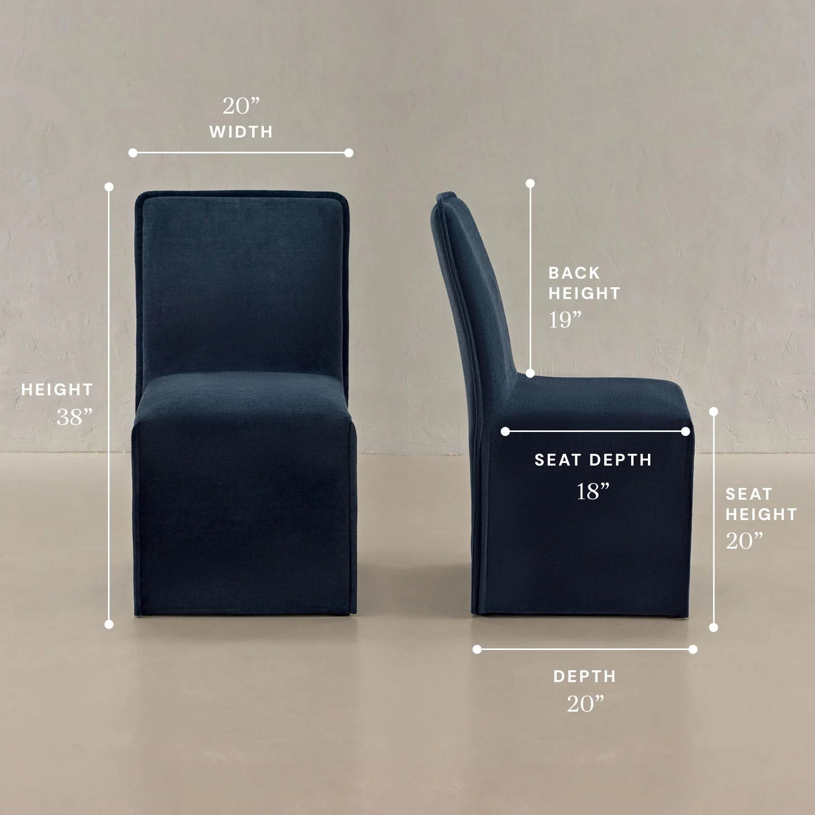 Washable Upholstered Dining Chair | 19” Back Height in Sumi (Set of 2) - Image 5