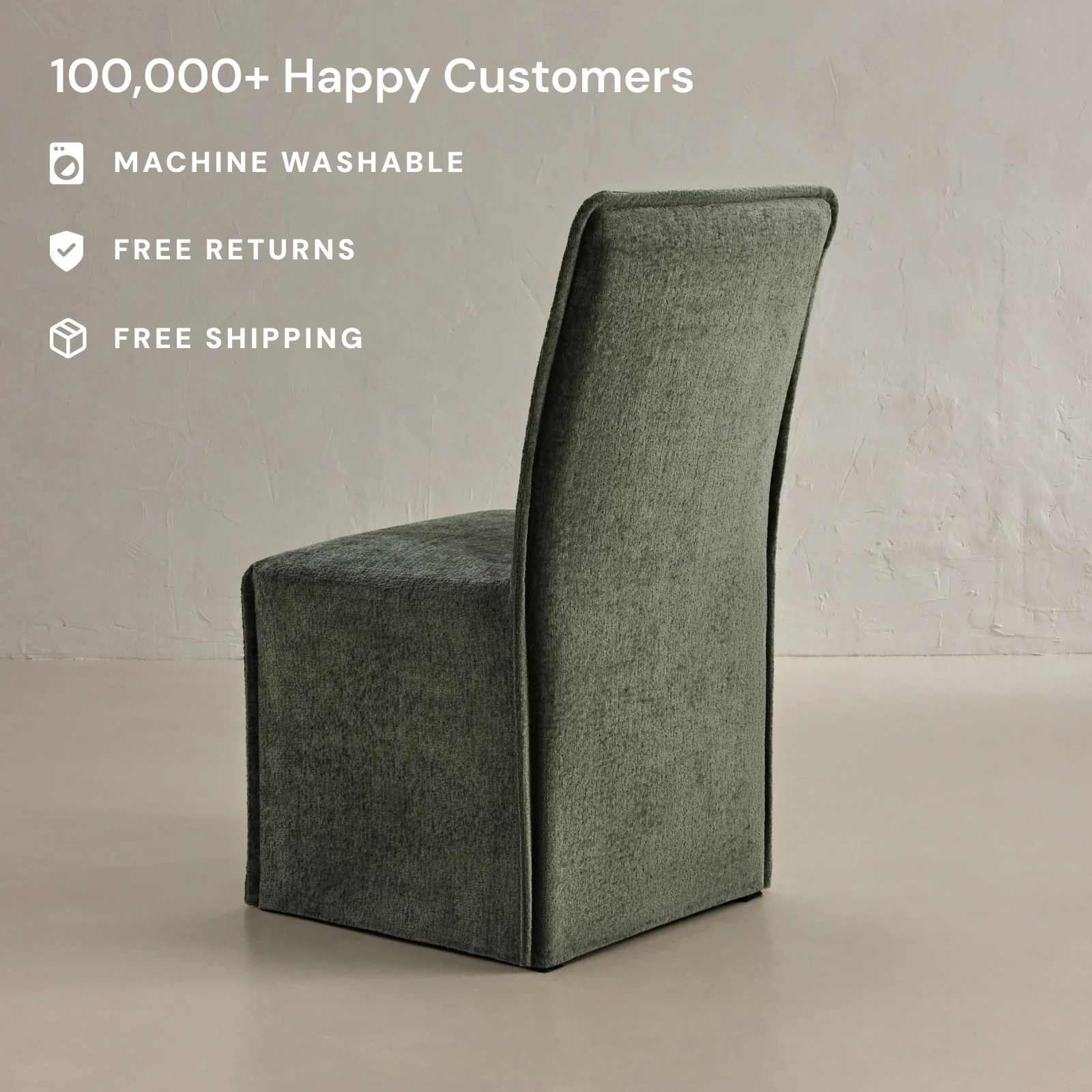 Washable Upholstered Dining Chair | 19β Back Height in Willow (Set of 2) - Image 2