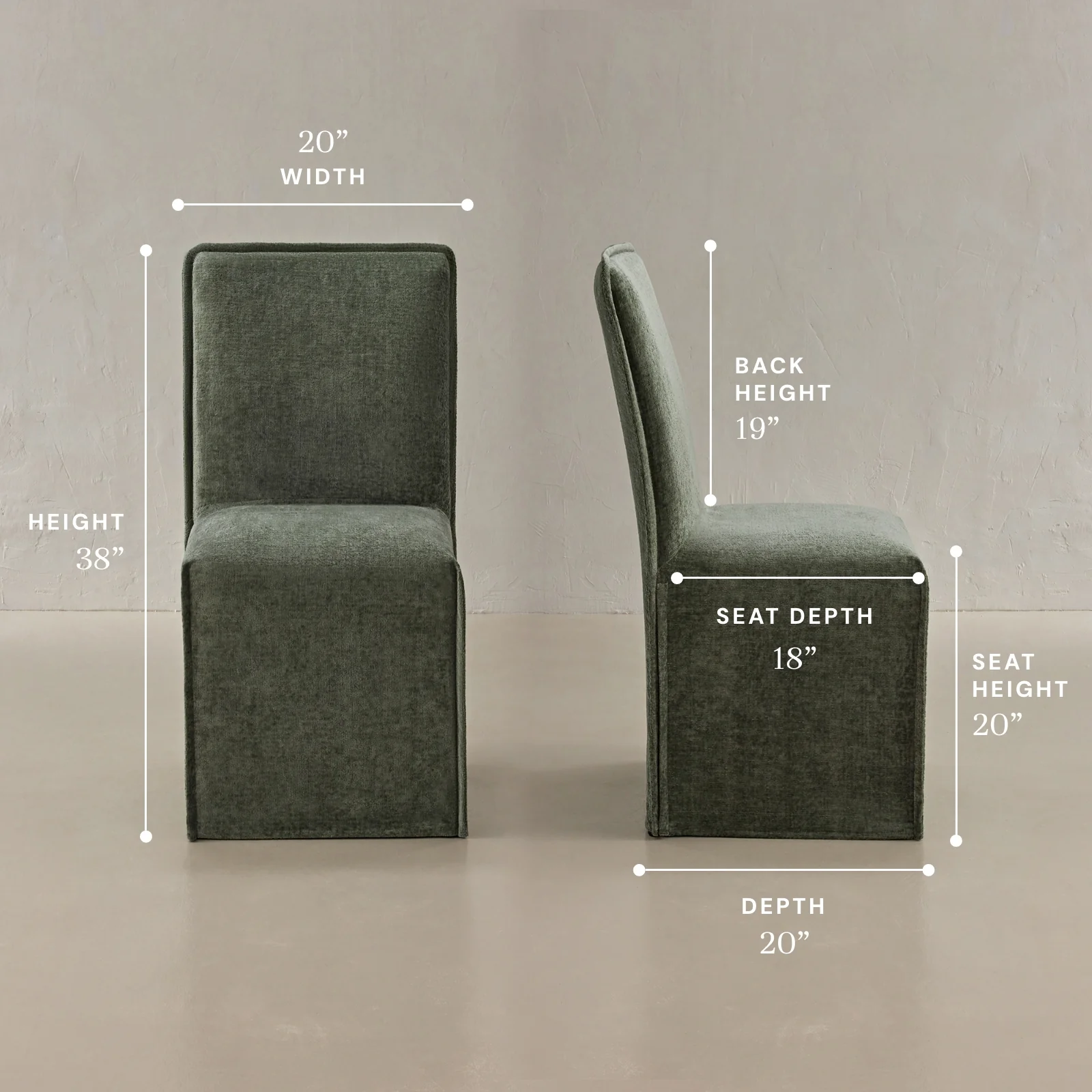Washable Upholstered Dining Chair | 19β Back Height in Willow (Set of 2) - Image 5